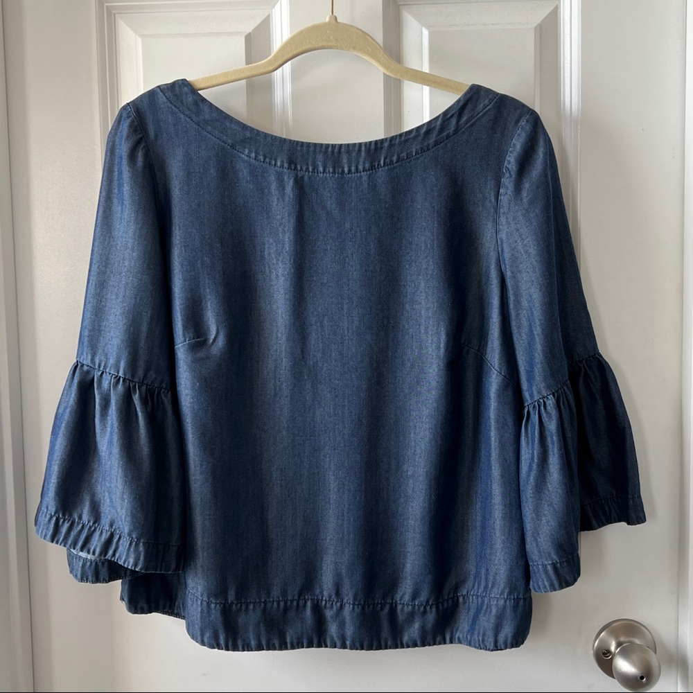 White House Black Market chambray bell sleeve blouse